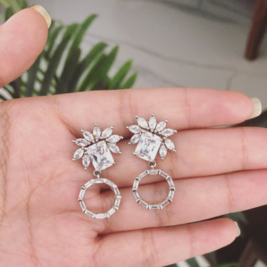 Round Baguette Drop Earrings Zayn Luxury Jewellery